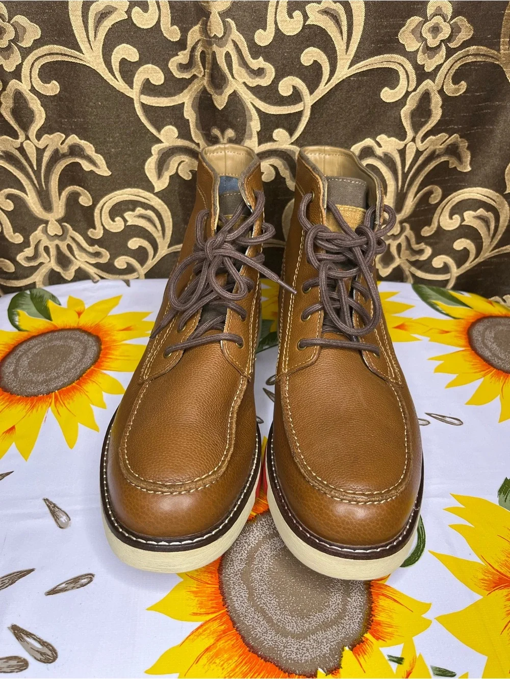 Levi’s Men's Brown Leather Moc Toe Lace-Up Boots